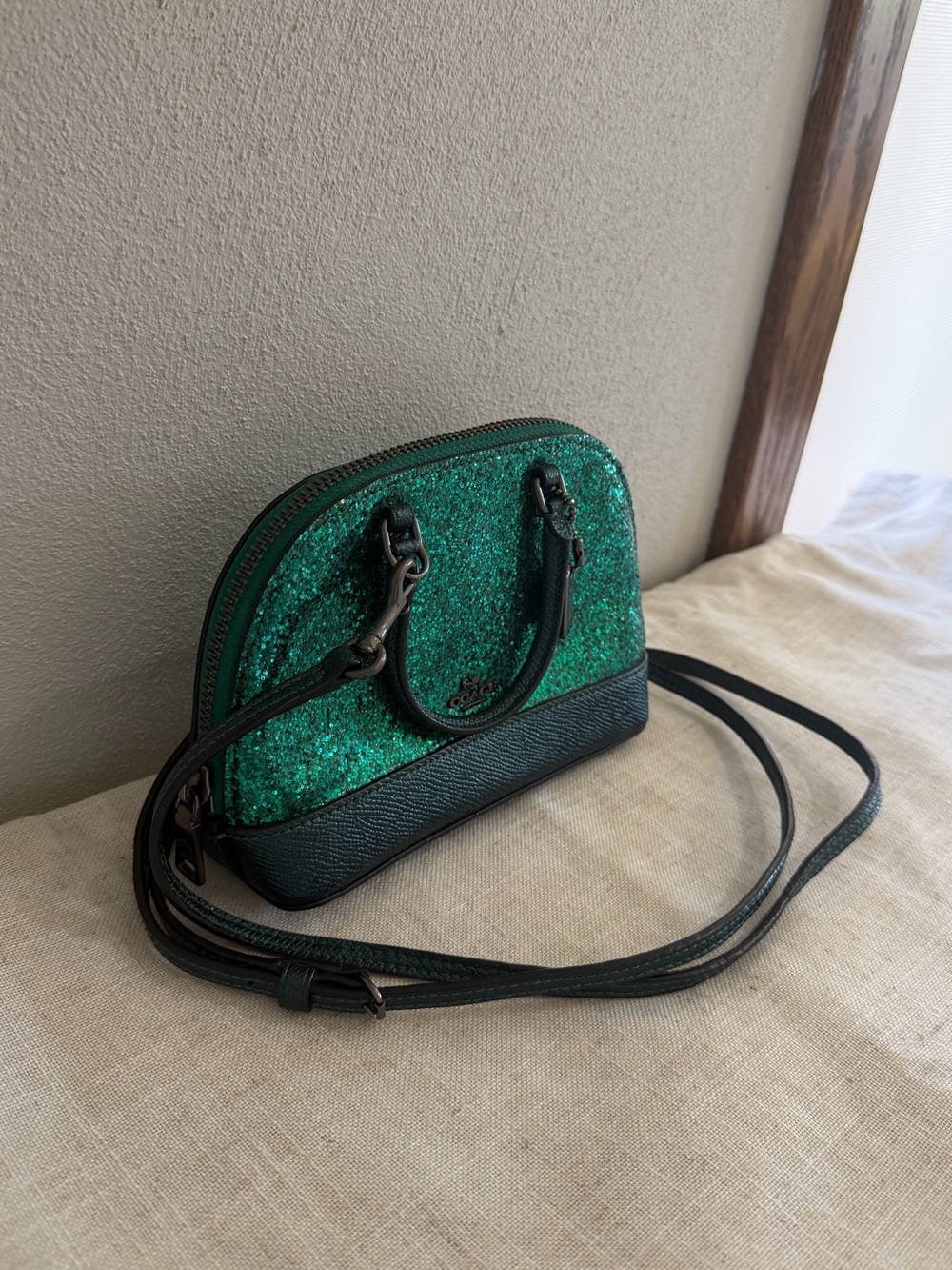 Coach Wizard of Oz Micro Mini Green Emerald Glitter Crossbody - Picture 3 of 9